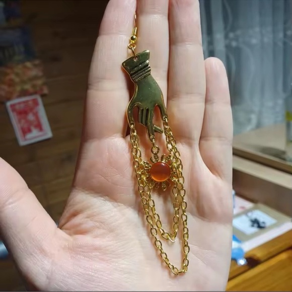 Golden Hand of the Sun Earrings - Picture 4 of 6